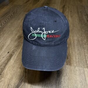 Vintage 90s John Force Castrol Oil Hat Black Adj Strap Embroidered Racing Nascar